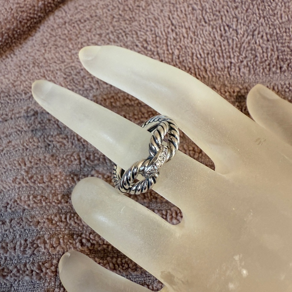 David Yurman Crossover Cable and Pave Ring. Size 6 - Picture 2 of 12